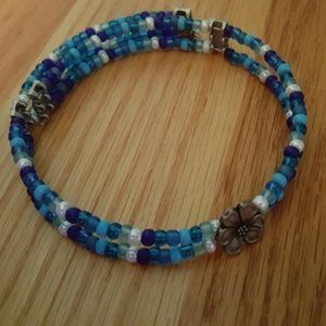 Handcrafted, glass seed bead, memory wire choker